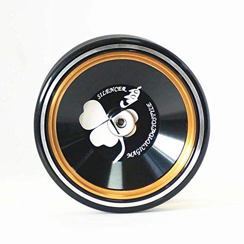 YOSTAR Metal Yoyo Professional Yoyo MAGICYOYO Silencer M001-B Unresponsive Yoyo - Stable Yoyo - Durable Black Yoyo Made of Aluminum + Holster, Yoyo Bag, Glove, 5 Yoyo Strings(Black & Golden)