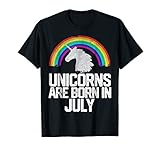 UNICORNS ARE BORN IN JULY Birthday T Shirt Rainbow Girl Gift