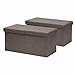 Otto & Ben [2pc Set] Folding Toy Box Chest with SMART LIFT Top Linen Fabric Ottomans Bench Foot Rest for Bedroom and Living Room, 30