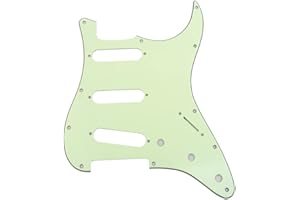 Musiclily 11 Holes SSS Guitar Strat Pickguard Scratch Plate for Fender USA/Mexican Standard Stratocaster ST Modern Style, 3Ply Mint