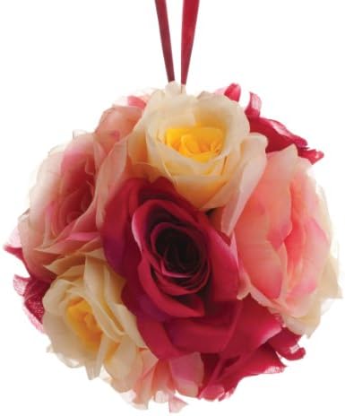 Koyal Rose Ball Wedding Flower Decoration, 6-Inch, Multi Pink