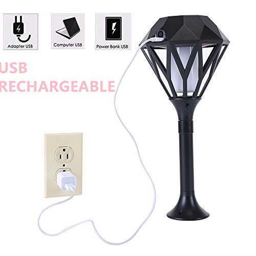Arturesthome Flickering Flames Torches Lights Upgraded Solar Ground Lights Outdoor Waterproof 96 LED Tiki Torch Landscape Decoration Lighting Solar/USB 1 Piece - Thumbnail 3