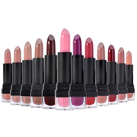 CCbeauty 12 Colors Set Fashion Makeup Lipstick Waterproof Matte Lip Gloss 3g/0.1oz,#1