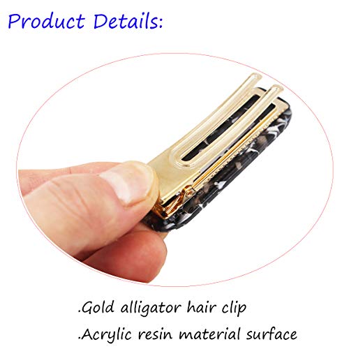 9PCS Acrylic Hair Clips Glitter Hair Barrettes Fashion Leopard Print Hairpins Vintage Hair Accessories for Women Girls (Gold Duckbill Clips)