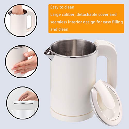 BonNoces Portable Electric Kettle 0.5L Small Stainless Steel Travel