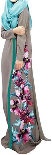 Hohun Women Jilbab Long-Sleeve Islamic Arab Floral Dubai Muslim Abaya