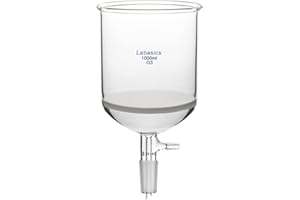 Labasics Borosilicate Glass Buchner Filtering Funnel with Fine Frit (G3), 114mm Inner Diameter, 120mm Depth, with 24/40 Standard Taper Inner Joint and Vacuum Serrated Tubulation (1L)