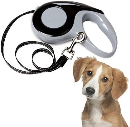 LINKIM Retractable Dog Leash, 16.5 Feet for Small and Medium Breed Dogs Up to 33 lbs, Flat Cord,Tangle Free,One-button Lock,Best for Training Walking Running Climbing Jogging,Black