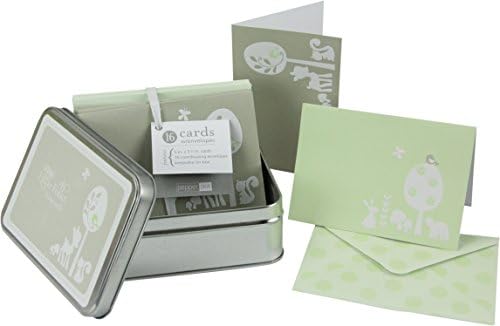 Blank Inside Embossed Note Cards &amp; Envelopes w/ Tin Keepsake Container “Little Folks” – 2 Embossed Designs - 8 Cards per Design