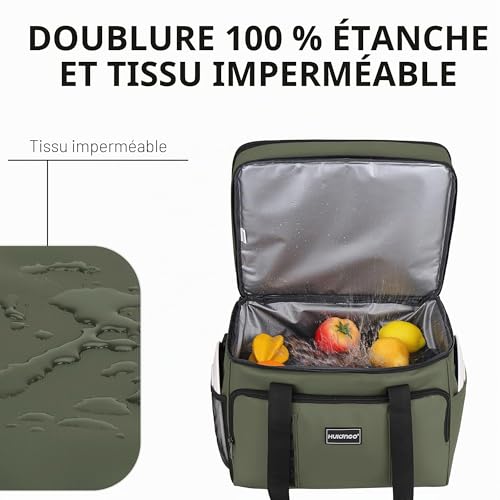Hulongo Large Foldable Waterproof Soft Cooler Bag for Picnic, Shopping, Camping, Travel, Grocery and Fishing, 42L