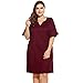 Kancystore Women Plus Size V Neck Flare Sleeve Solid Casual Shift Dress L-4XL