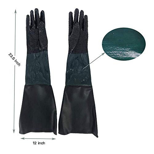 ColouredPeas 23.6" Sandblasting Protection Rubber Gloves for Sandblast Cabinets - Thumbnail 2