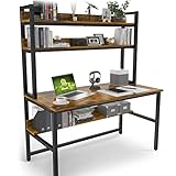 Aquzee Computer Desk with Hutch & Bookshelf, Home