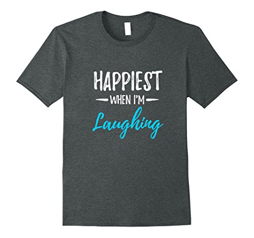 Mens Happiest When I’m Laughing T-Shirt Laughter Yoga Gift Idea XL Dark Heather