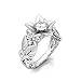 Dolland Women's Floral Ring Rose Lucky Flower Leaf Rhinestone Jewelry Cocktail Party Rings Bridal Wedding Band,6#