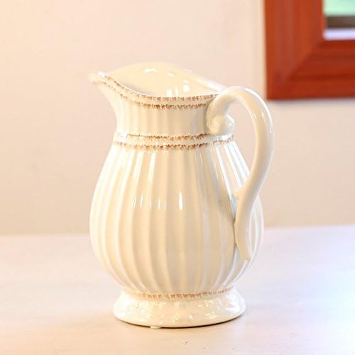 Glife Decor European Ceramic Vase for Flower, White, Antique Milk Jug Style