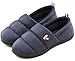 RockDove Men's Quilted Down Hardsole Slippers, Memory Foam Slip-On Camping Shoes, Navy, Size Large US 11-12