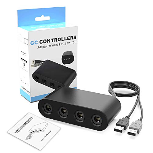 YCCSKY Gamecube Controller Adapter, Gamecube NGC Controller Adapter for Wii U Nintendo Switch and PC USB 4 Port Plug and Play No Drive Need