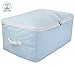 Canvas Storage Bags for Nursery & Kid's Room Decor, Toys Organizer Cubes Bags with Lace Trim, Three-side Zippers, Ideal for Baby's Clothes, Sweaters, Comforters, Blankets Storage, Baby Blue