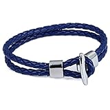 Trendsmax 7.5mm Wide Mens Womens 2 Strands Braided Rope Surf Man Made Leather Lariat Bracelet