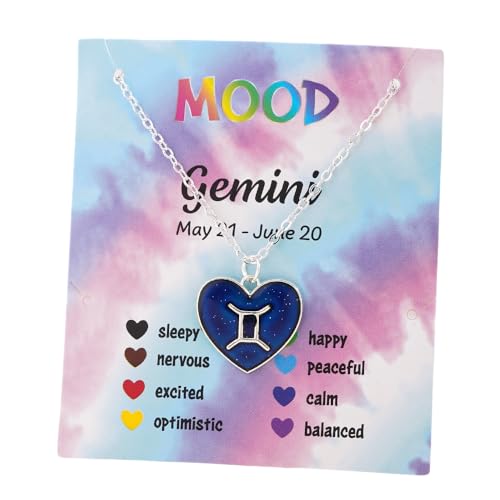 Color Changing Zodiac Necklace for Women, Dainty 12 Astrology Constellation Heart Pendant Mood Jewelry Gemini at Amazon