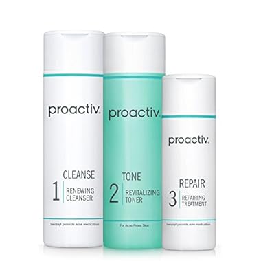Proactiv 3 Step Acne Treatment – Benzoyl Peroxide Face Wash, Repairing Acne Spot Treatment for Face And Body, Exfoliating Toner – 60 Day Complete Acne Skin Care Kit, Multicolor