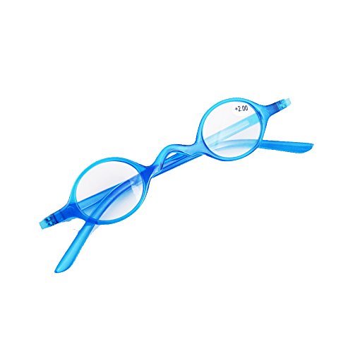 Designer Cute Small round Oval Vintage Clear Reading Glasses Eyeglasses (+3.00, Blue)