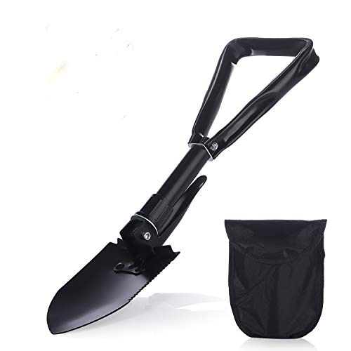 Elehealthy Tri-fold Collapsible Shovel for Car, Military Folding Shovel Ultralight Entrenching Tool with Triangular Handle,Steady and Labor-Saving for Camping Hiking Backpacking Fishing Gardening