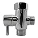 Bella Bidet Solid Brass Metal T-adapter with Shut-off Valve, 3-way Tee Connector for Handheld Bidet 15/16