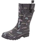 Capelli New York Ladies Shiny Umbrella Mid-Calf Rain Boot