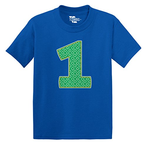 Tcombo First Anniversary - One Year Old - Birthday (Green Number) Toddler Little Boy/Infant T-shirt (18 Months, Royal Blue)