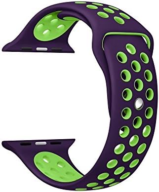 For Apple Watch Nike Band Sports Soft Silicone Replacement Band For Apple Watch Series 3,Series 2,Series 1,Nike +,Sport,Edition,M/L Size (purple and green, 42mm)
