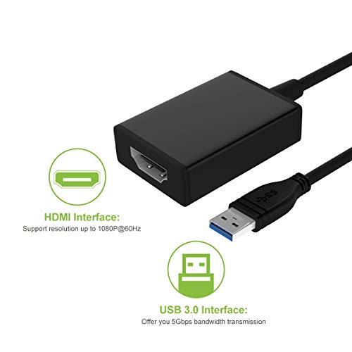 USB to HDMI Adapter, HD 1080P Video Audio Converter, USB 3.0 to HDMI