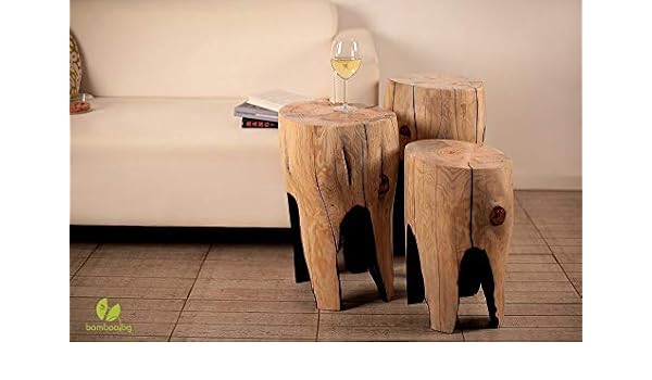 Amazon Com Tree Stump Coffee Tables Set Of 3 Small Wooden Tea