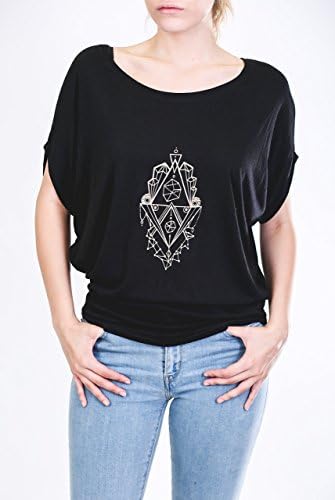 Indigo Apparel IXM Collection Bamboo Dolman Sleeve Blouse (Black Geode, Organic, Women's Size Small, Medium, Large, X-Large, 2X)