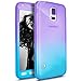 Galaxy S5 / S5 Neo Case with Tempered Glass Screen Protector,PHEZEN 360 Front and Back Full Body Coverage Shockproof Hybrid Hard PC Armor Protective Case for Samsung Galaxy S5 (Gradient Purple Blue)