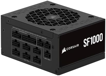 CORSAIR SF1000 (2024) Fully Modular Low Noise 80 Plus Platinum ATX Power Supply – 3.0 Compliant – PCIe 5.0 Ready – SFX-to-ATX Bracket Included – Black