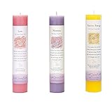 Crystal Journey Reiki Charged Herbal Magic Pillar Candle Bundle (Love, Harmony, Positive Energy)