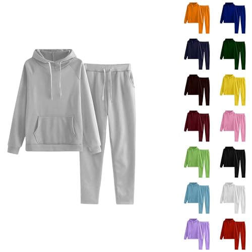 Tracksuit Womens Full Set Lounge Wear Sets 2 Piece, Plain Hoodie And Drawstrings Sweatpants Jogger Sets Plain Y2K Clothes Lounge Wear Set For Women Uk Ladies LoungeWear Women'S Activewear