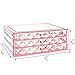 Makeup Cosmetic Organizer Cosmetics Organizers Storage Drawers - 3 Pieces Set, Diamond Pattern, Pink (9 Drawers)