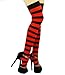 Raylarnia Women's Extra Long Opaque Striped Over Knee High Stockings Socks-White Green Stripes