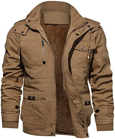 chouyatou Men's Spring Military Full-Zip Removable Hooded Cotton