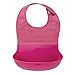OXO Tot Waterproof Silicone Roll Up Bib with Comfort-Fit Fabric Neck, 2 Pack, Pink/Green
