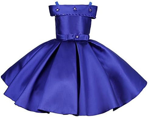 Omaysaa Girl Dress Kids Ruffles Party Wedding Satin Elegant Sleeveless Princess Dresses 2-12 Year (Blue, 11-12Y)