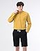 NEARKIN (NKNKN350 Beloved Men Henley Neck Long Sleeve Daily Look Linen Shirts Mustard US XL(Tag Size XL)