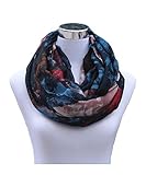 Lucky Leaf Women Lightweight Cozy Infinity Loop Scarf with Various Artist Print (Paintings Peacock Blue)