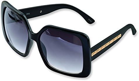 Solid Black Square Sunglasses with Gold-Tone Accent Jackie Kennedy Sunglasses