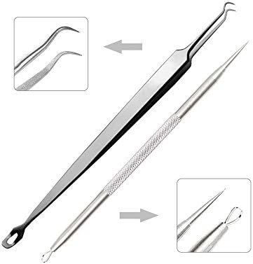 Blackhead Remover Tweezers Kit - Professional Curved Steel Tip Surgical Comedone &amp; Splinter Extractor &amp; Acne Removal Tool Tweezers Means Flawless Facial Skin
