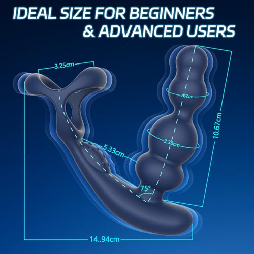 Anal Vibratoren für Mann Sex Spielzeug - 4 In 1 Prostata Stimulation Fernbedienung Analkugeln Buttplug Dildo mit Doppelte Penisringe 10 Vibrations & 3 Rotationsmodi Prostata Massagegerät Analplug