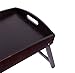 BirdRock Home Bamboo Bed Tray | Wooden Curved Sides Breakfast Serving Tray with Folding Legs | Walnut